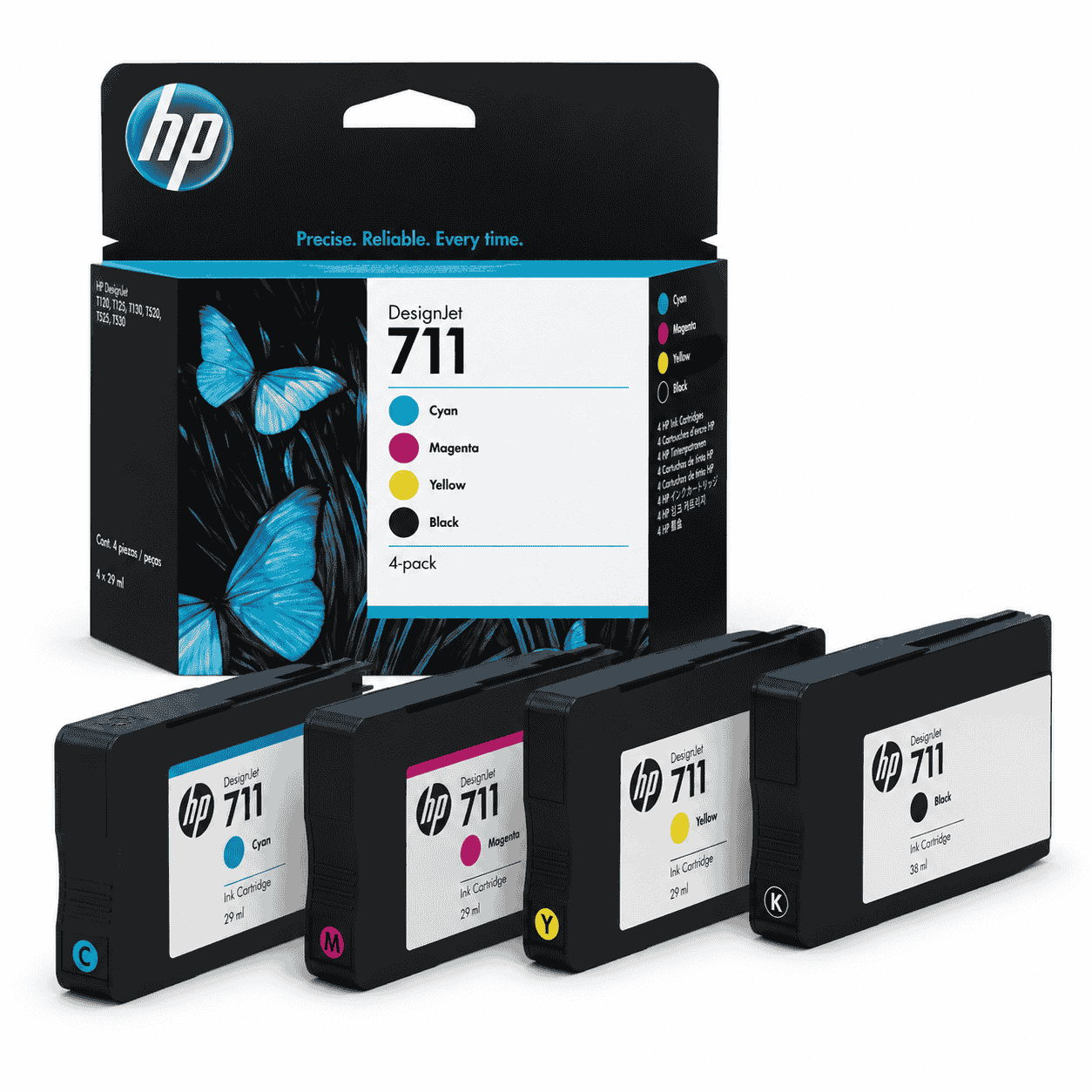 Tinta HP 711 (Cyan, Magenta, Yellow, Black)
